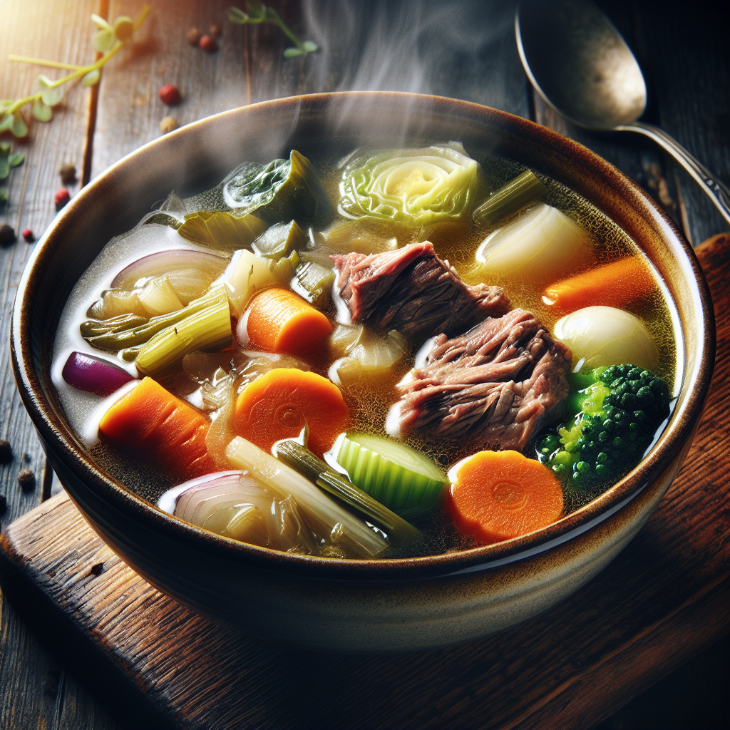 Bouillon de viande et légumes type pot-au-feu, prêt à consommer-entrées et plats composés, valeurs nutritionnelles