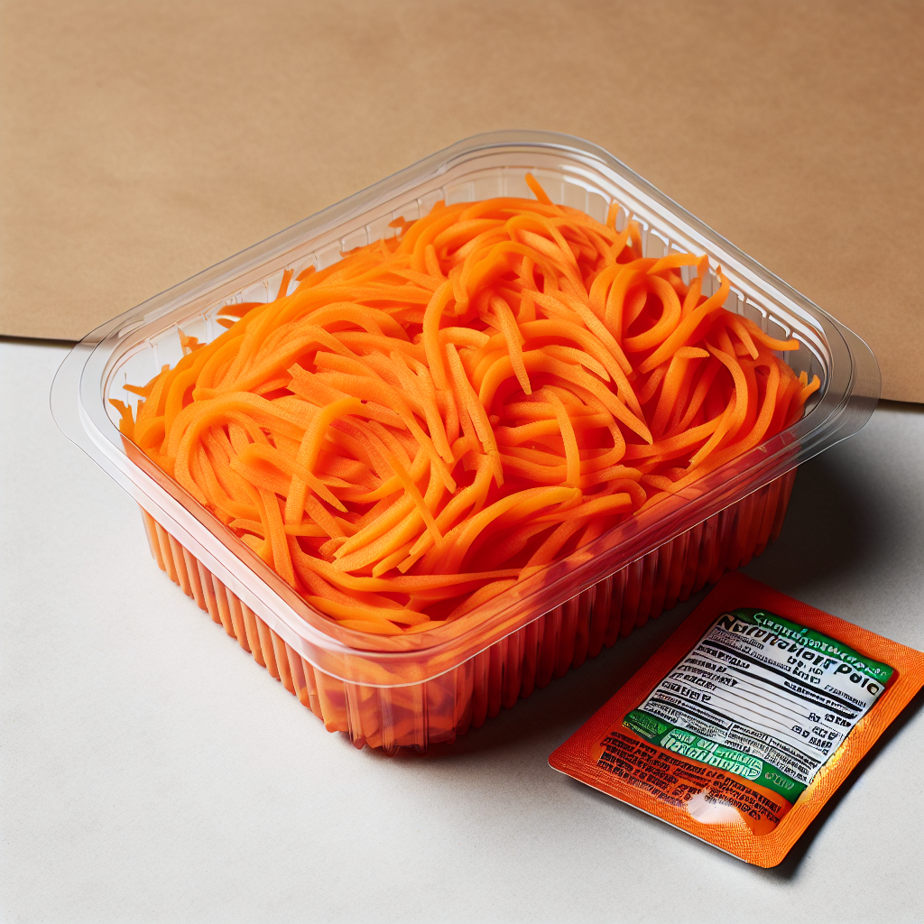 Carottes râpées, avec sauce, préemballées-entrées et plats composés, valeurs nutritionnelles