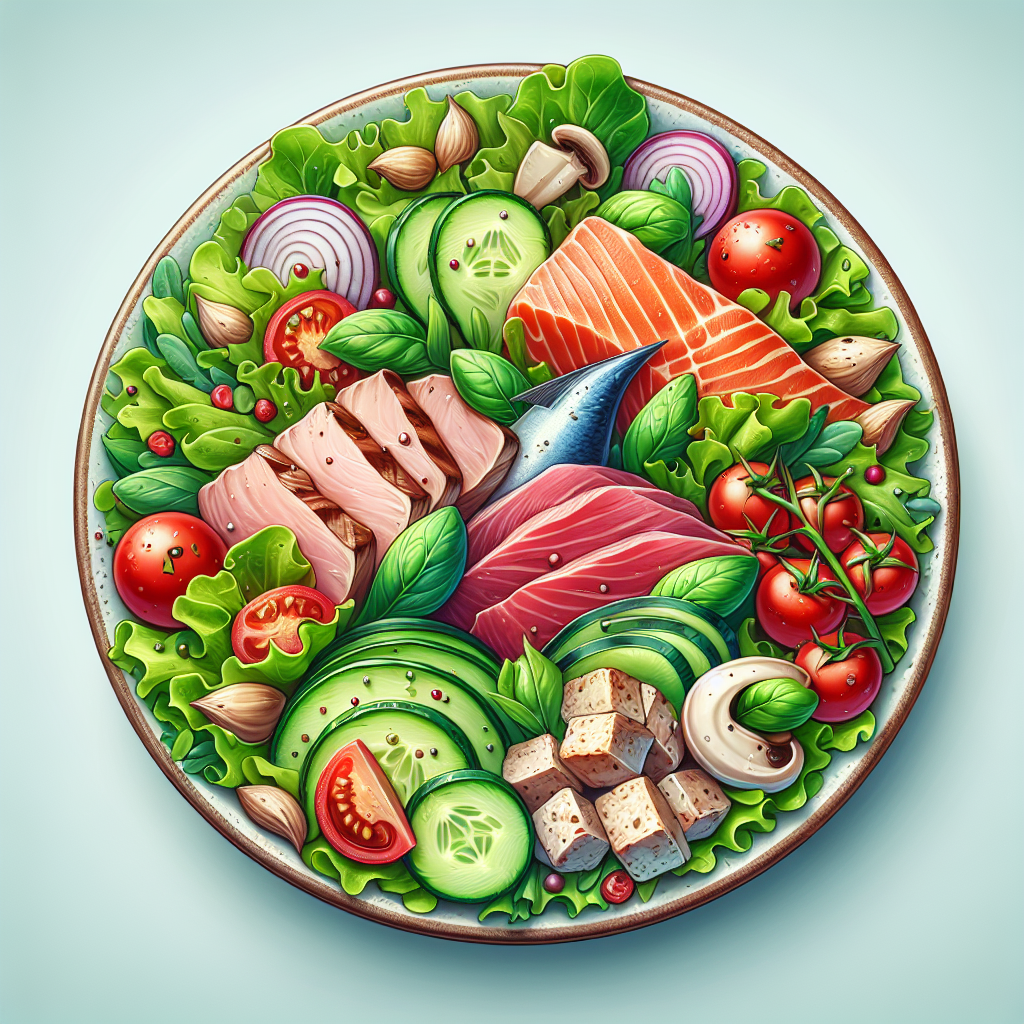 Salade composée avec viande ou poisson, appertisée-entrées et plats composés, valeurs nutritionnelles