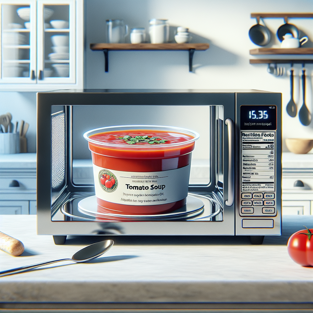 Soupe à la tomate, préemballée à réchauffer-entrées et plats composés, valeurs nutritionnelles