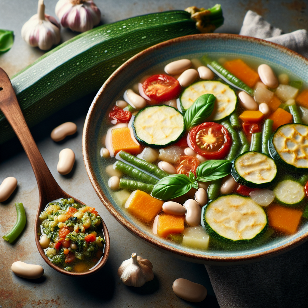 Soupe au pistou, déshydratée reconstituée-entrées et plats composés, valeurs nutritionnelles