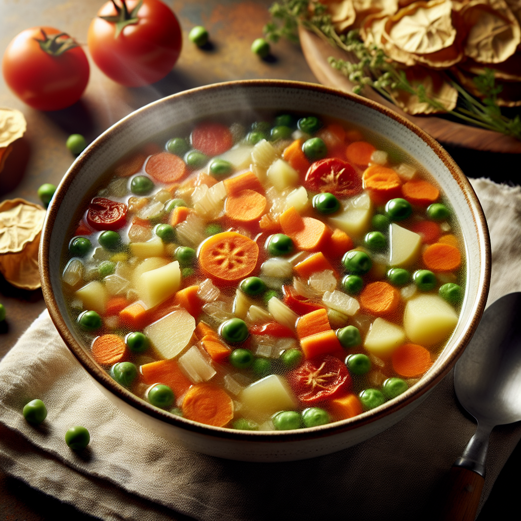 Soupe aux légumes variés, déshydratée reconstituée-entrées et plats composés, valeurs nutritionnelles