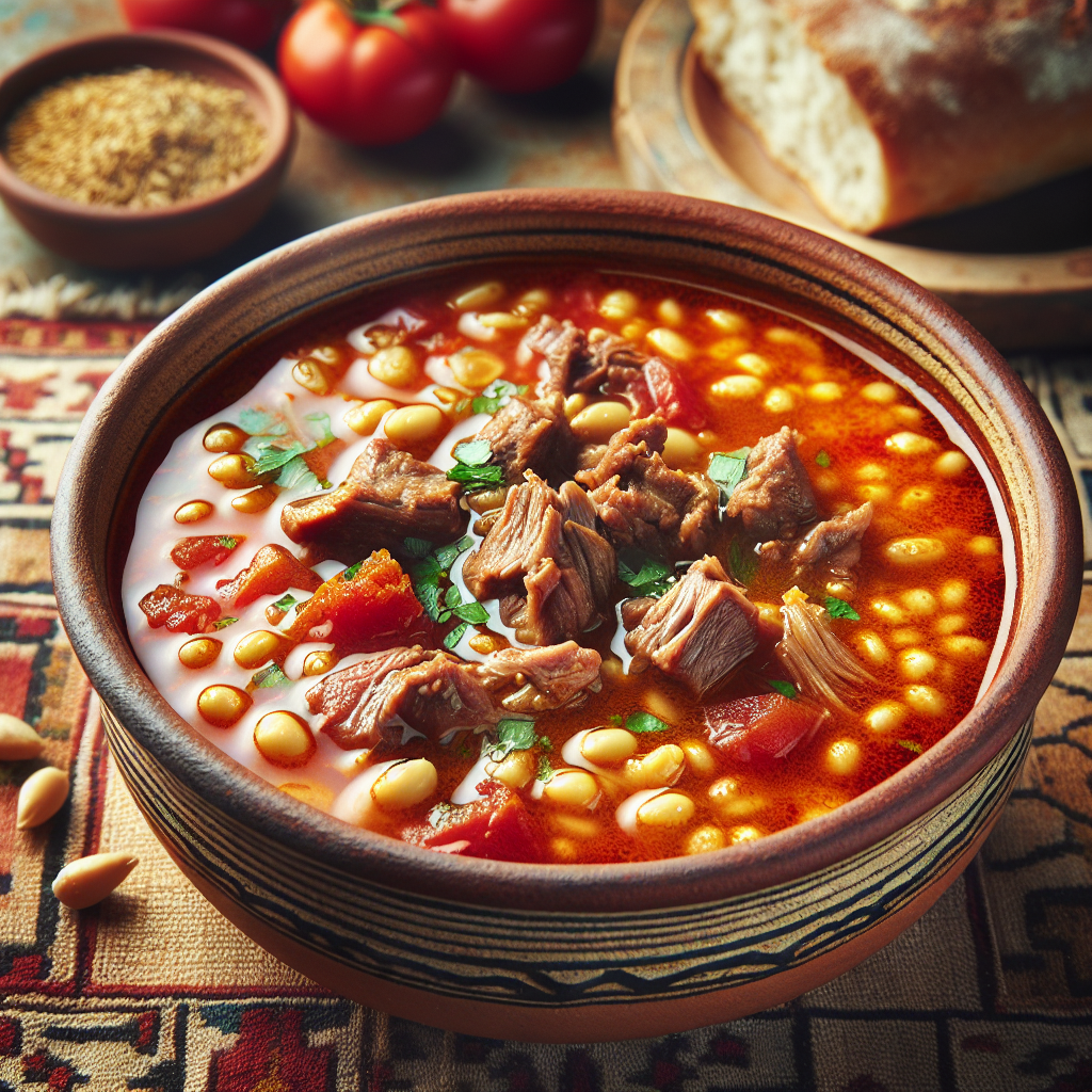 Soupe chorba frik, à base de viande et de frik-entrées et plats composés, valeurs nutritionnelles