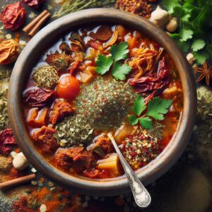 Soupe marocaine, déshydratée reconstituée-entrées et plats composés, valeurs nutritionnelles