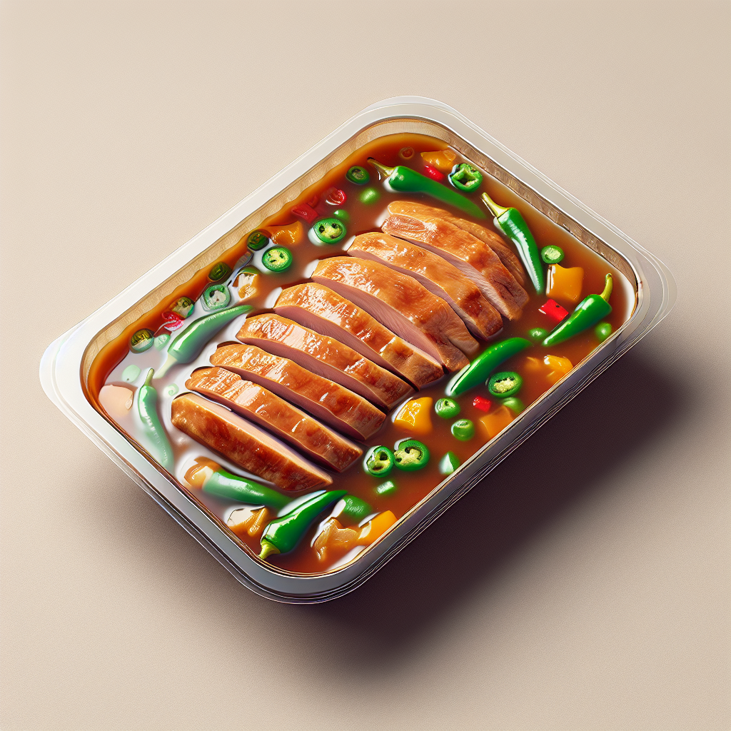 Canard en sauce (poivre vert, chasseur, etc.), préemballé-entrées et plats composés, valeurs nutritionnelles