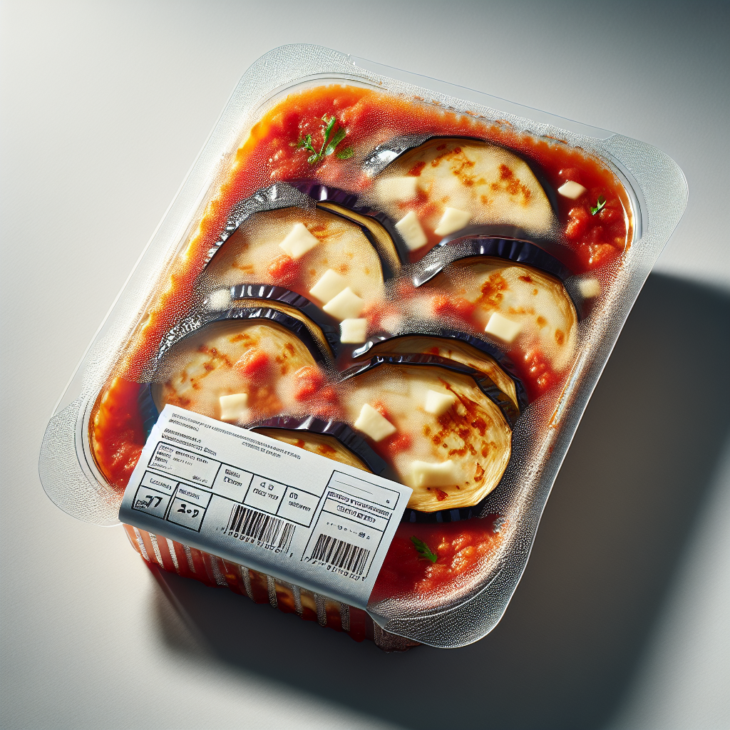 Gratin d'aubergine, préemballé-entrées et plats composés, valeurs nutritionnelles