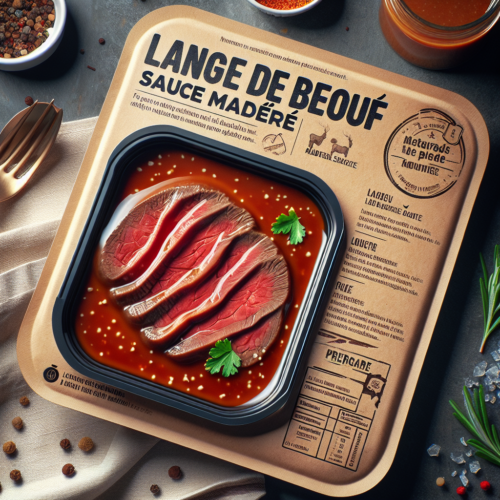 Langue de boeuf sauce madère, préemballée-entrées et plats composés, valeurs nutritionnelles