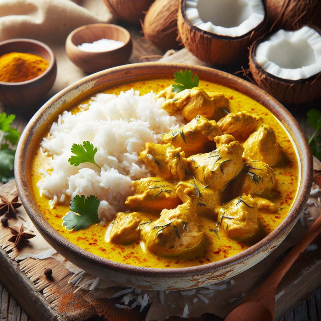 Poulet au curry et au lait de coco-entrées et plats composés, valeurs nutritionnelles