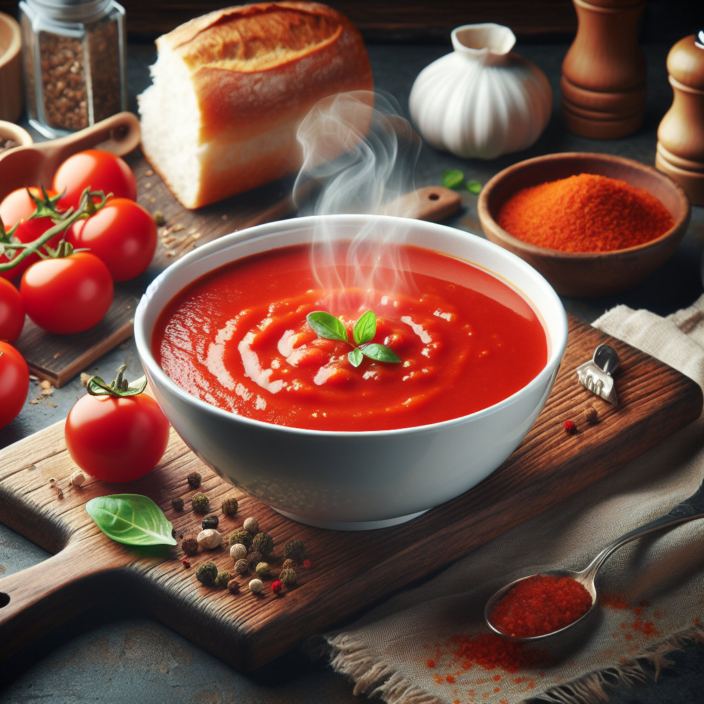 Soupe à la tomate, déshydratée reconstituée-entrées et plats composés, valeurs nutritionnelles
