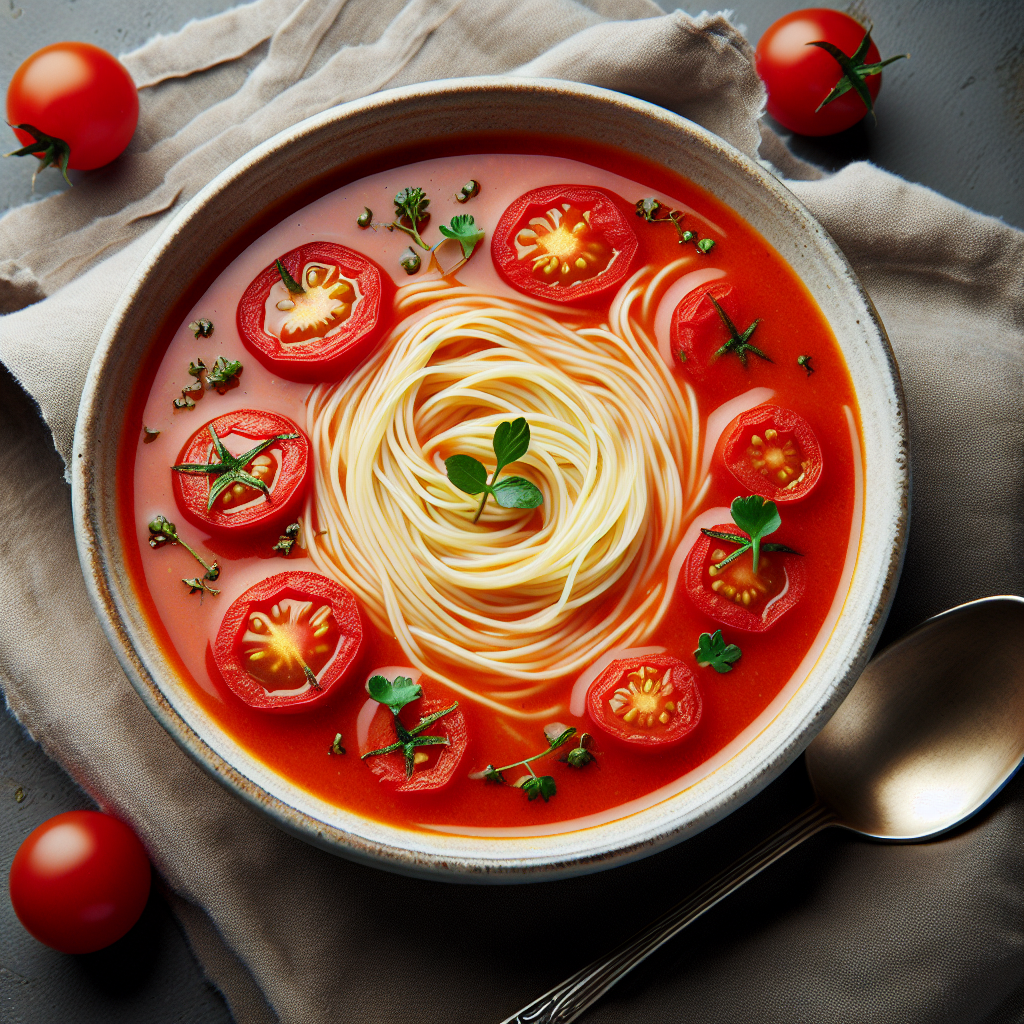 Soupe à la tomate et aux vermicelles, déshydratée reconstituée-entrées et plats composés, valeurs nutritionnelles