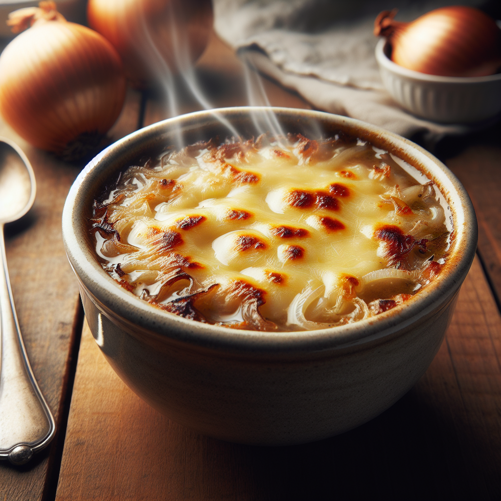 Soupe à l'oignon, déshydratée reconstituée-entrées et plats composés, valeurs nutritionnelles