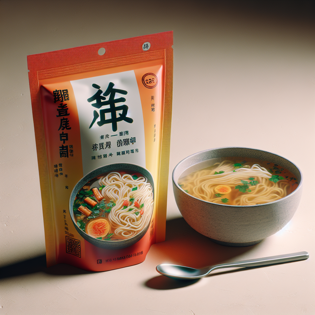 Soupe asiatique, avec pâtes, préemballée à réchauffer-entrées et plats composés, valeurs nutritionnelles