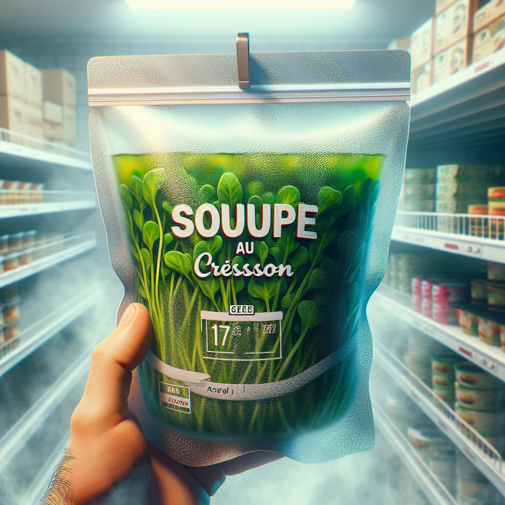 Soupe au cresson, préemballée à réchauffer-entrées et plats composés, valeurs nutritionnelles