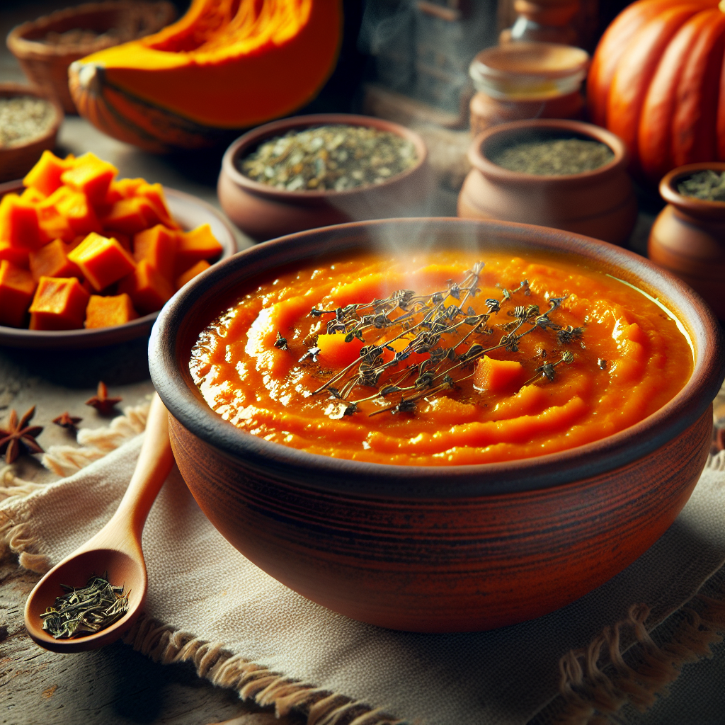 Soupe au potiron, déshydratée reconstituée-entrées et plats composés, valeurs nutritionnelles