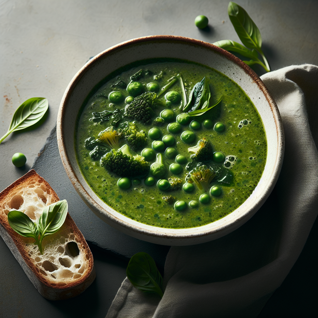 Soupe aux légumes verts, déshydratée reconstituée-entrées et plats composés, valeurs nutritionnelles