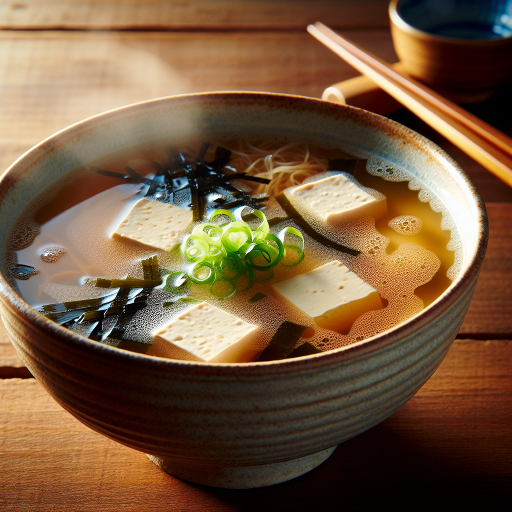 Soupe miso, déshydratée reconstituée-entrées et plats composés, valeurs nutritionnelles