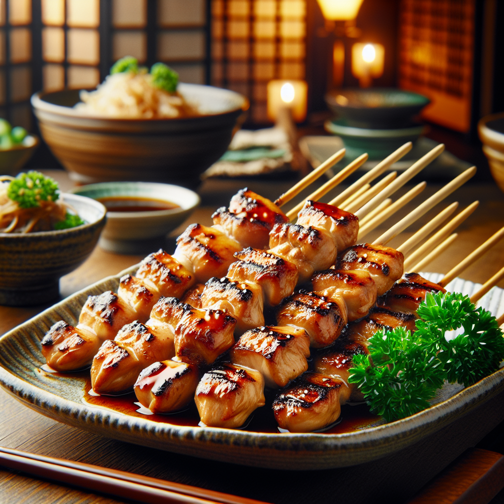 Yakitori (brochettes japonaises grillées en sauce)-entrées et plats composés, valeurs nutritionnelles