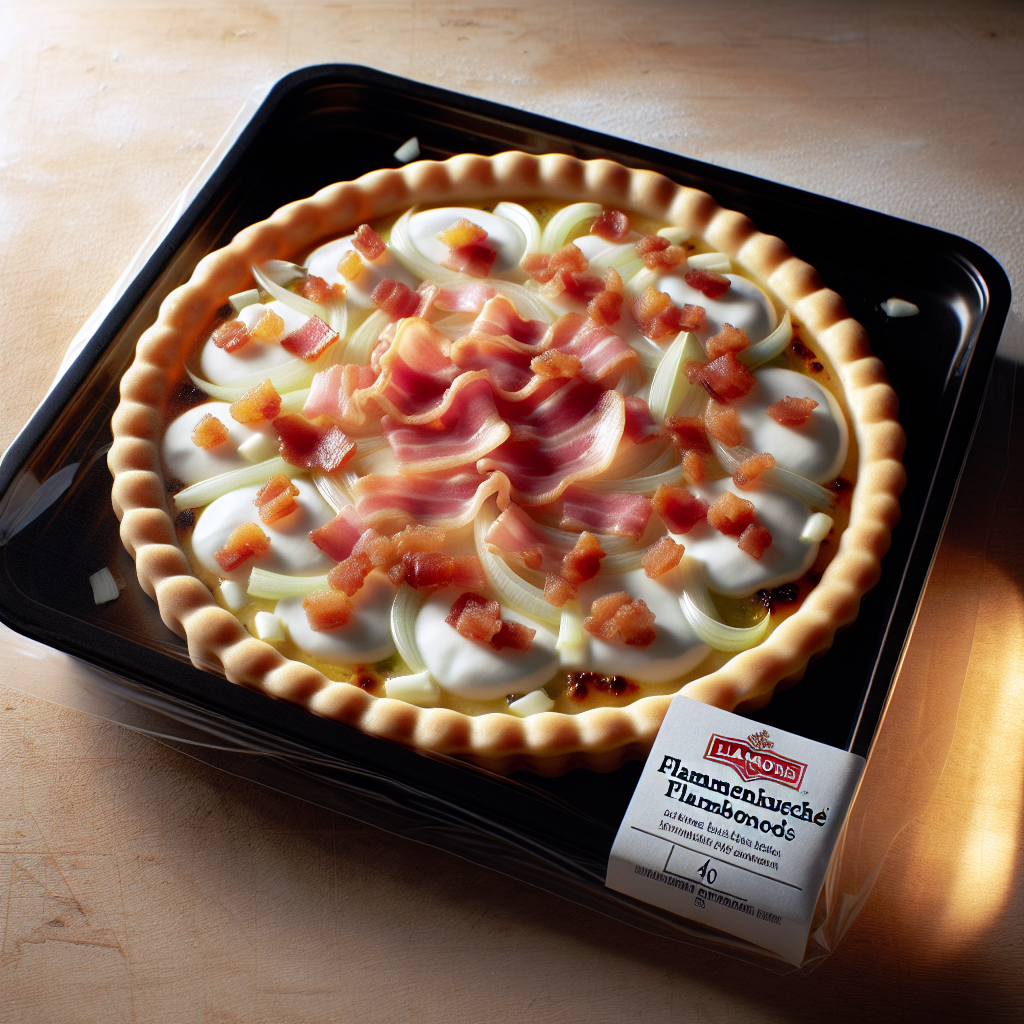 Flammenkueche ou Tarte flambée aux lardons, préemballée-entrées et plats composés, valeurs nutritionnelles