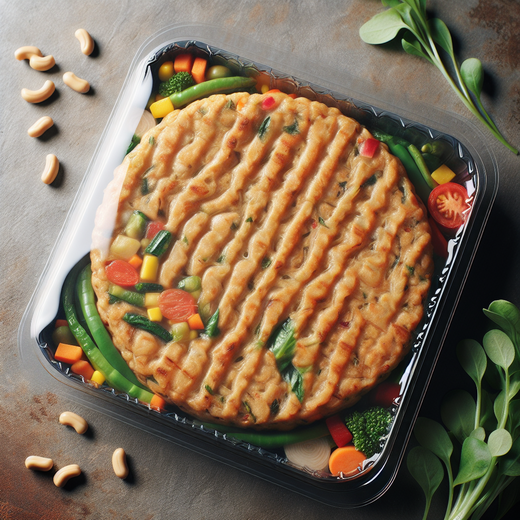 Galette ou pavé au blé (seitan) et légumes, préemballé-entrées et plats composés, valeurs nutritionnelles