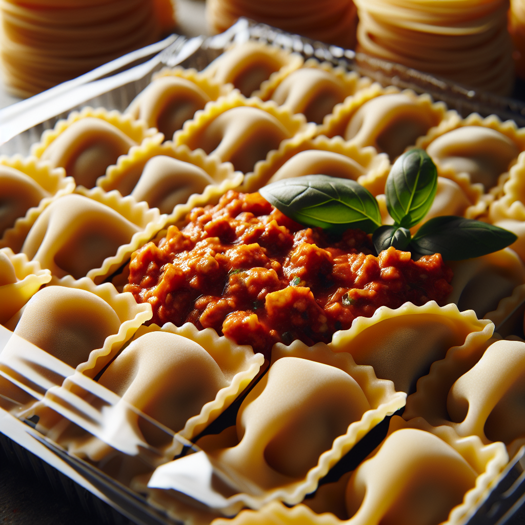 Pâtes fraîches farcies (ex : raviolis, totellinis), à la viande (ex : bolognaise), préemballées, crues-entrées et plats composés, valeurs nutritionnelles