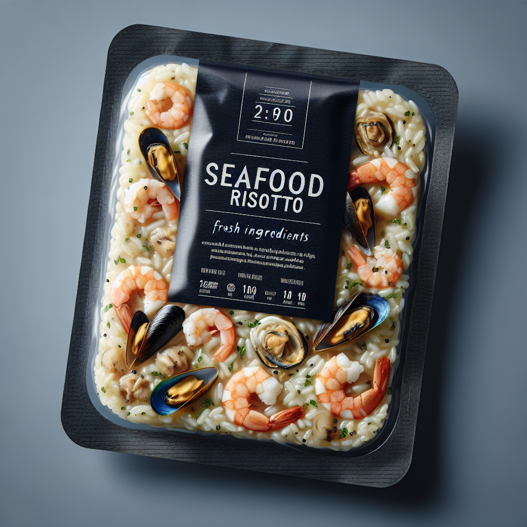 Risotto, aux fruits de mer, préemballé-entrées et plats composés, valeurs nutritionnelles