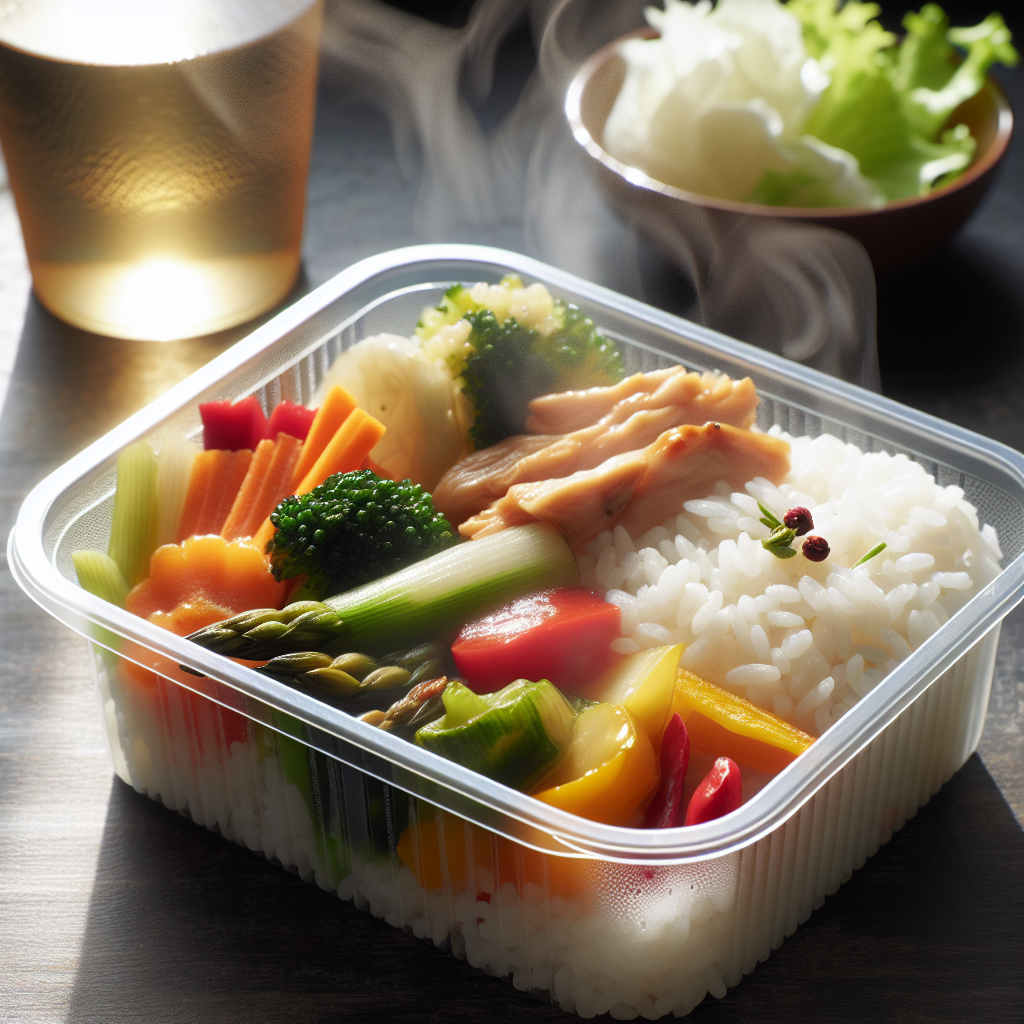 Riz blanc, avec légumes et viande, préemballé, cuit-entrées et plats composés, valeurs nutritionnelles
