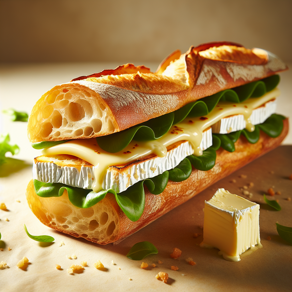 Sandwich baguette, camembert, beurre-entrées et plats composés, valeurs nutritionnelles