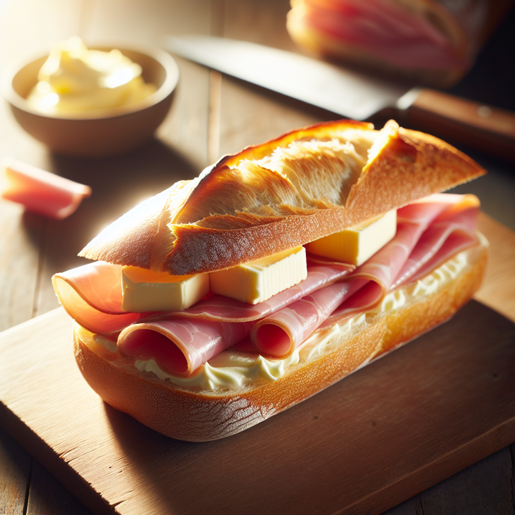 Sandwich baguette, jambon, beurre-entrées et plats composés, valeurs nutritionnelles