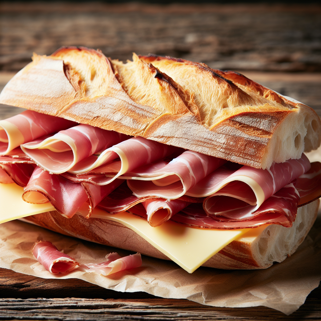 Sandwich baguette, jambon, emmental, beurre-entrées et plats composés, valeurs nutritionnelles