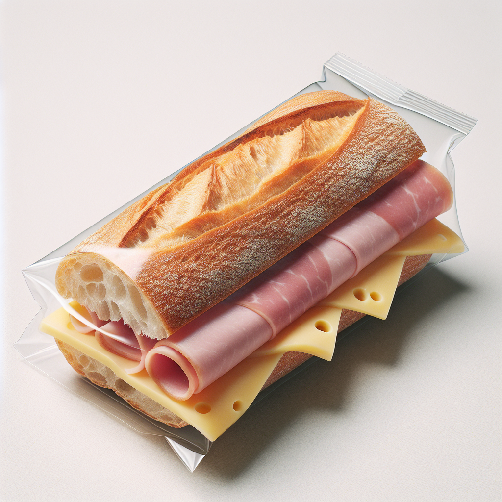 Sandwich baguette, jambon emmental, préemballé-entrées et plats composés, valeurs nutritionnelles