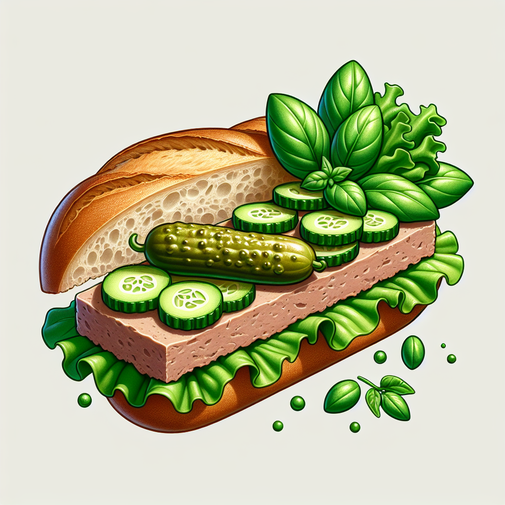 Sandwich baguette, pâté, cornichons-entrées et plats composés, valeurs nutritionnelles