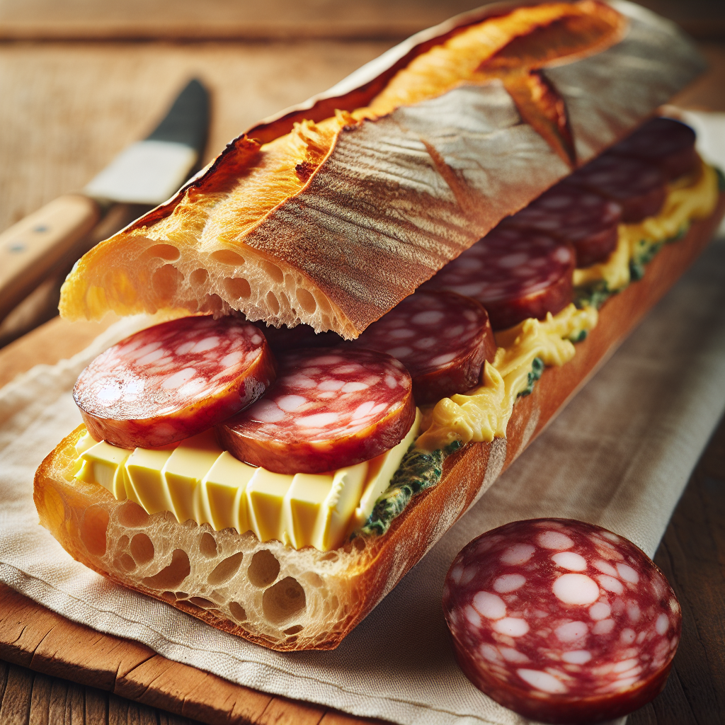 Sandwich baguette, saucisson, beurre-entrées et plats composés, valeurs nutritionnelles