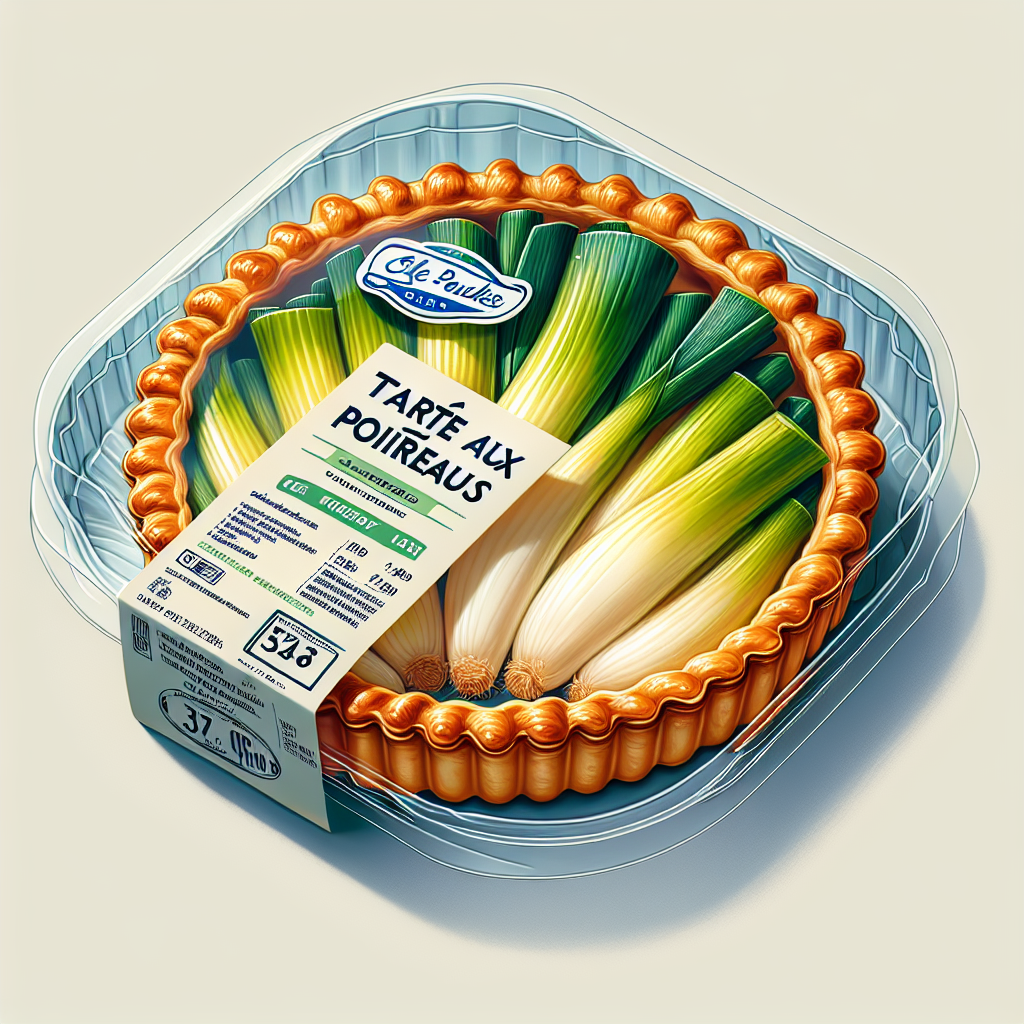 Tarte ou Tourte aux poireaux, préemballée-entrées et plats composés, valeurs nutritionnelles