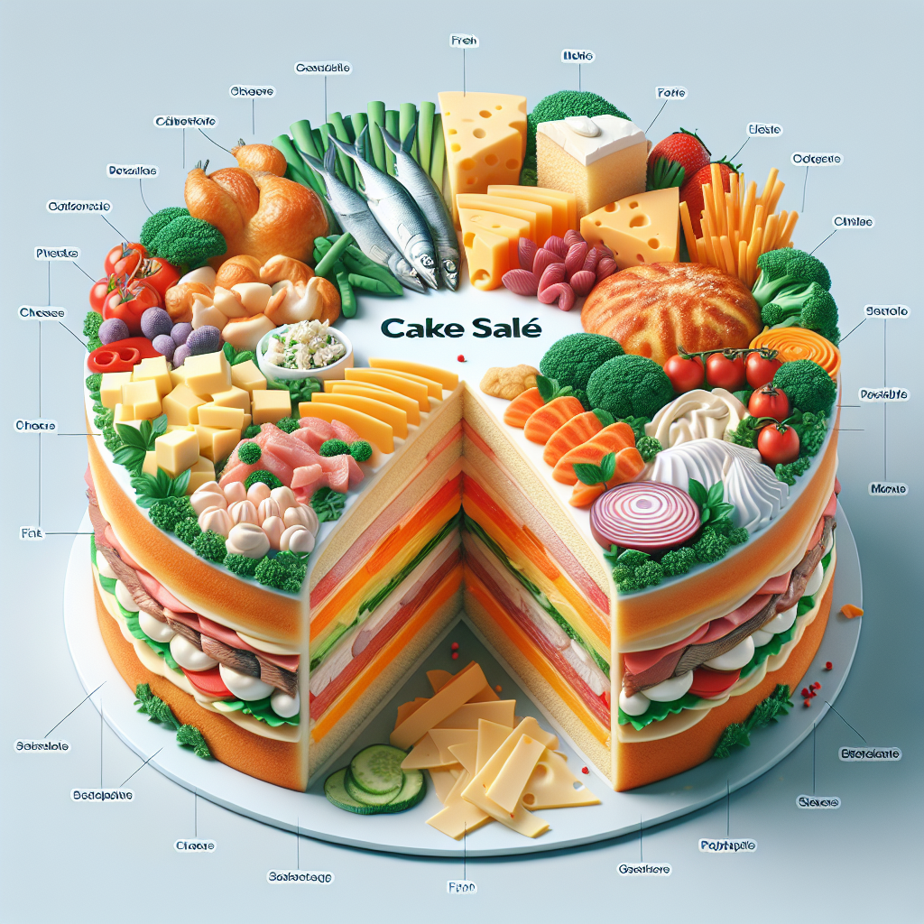 Cake salé (garniture : fromage, légumes, viande, poisson, volaille, etc.), préemballé-entrées et plats composés, valeurs nutritionnelles