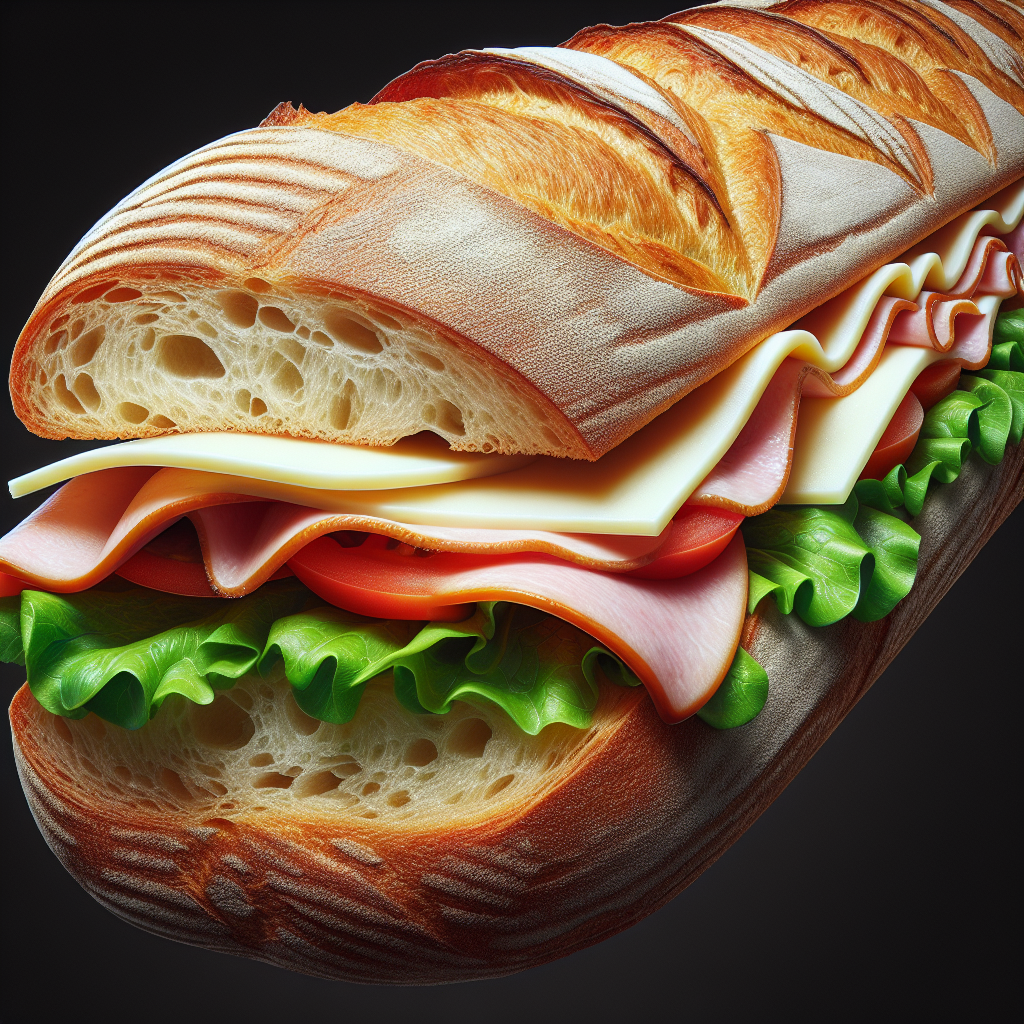 Sandwich baguette (aliment moyen)-entrées et plats composés, valeurs nutritionnelles