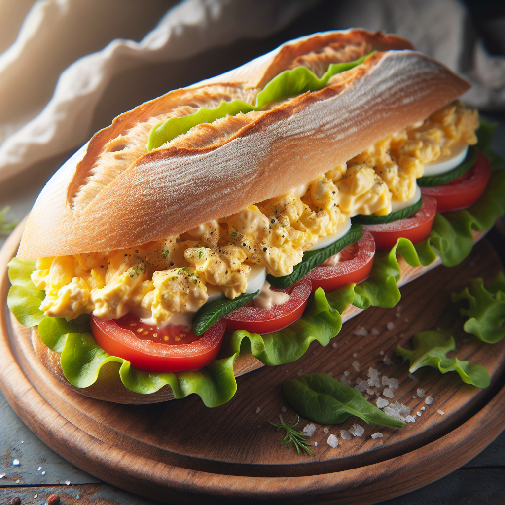 Sandwich baguette, oeuf, crudités (tomate, salade), mayonnaise-entrées et plats composés, valeurs nutritionnelles