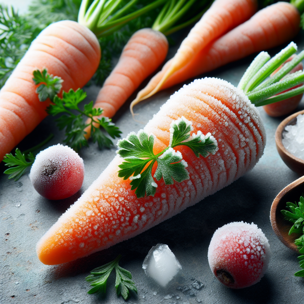 Carotte, surgelée, crue-fruits, légumes, légumineuses et oléagineux, valeurs nutritionnelles