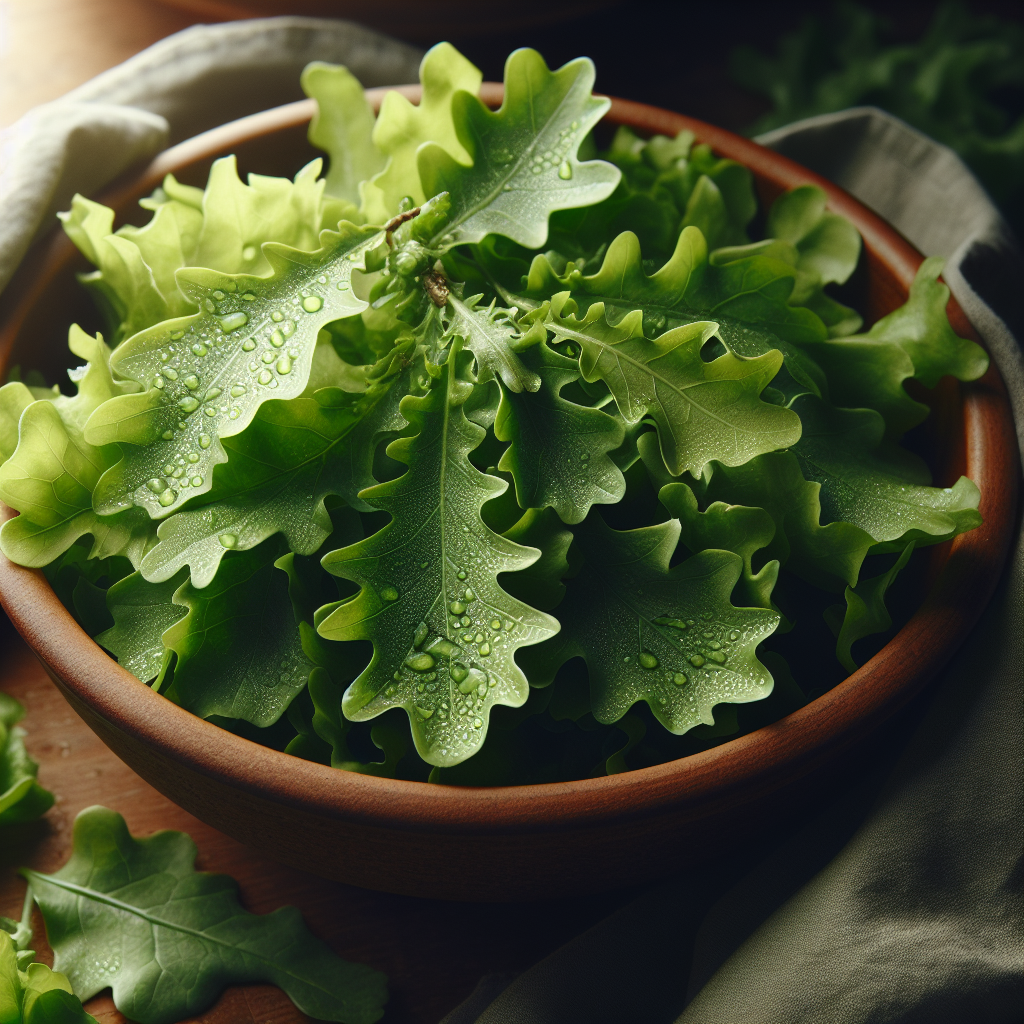 Salade feuille de chêne, crue-fruits, légumes, légumineuses et oléagineux, valeurs nutritionnelles