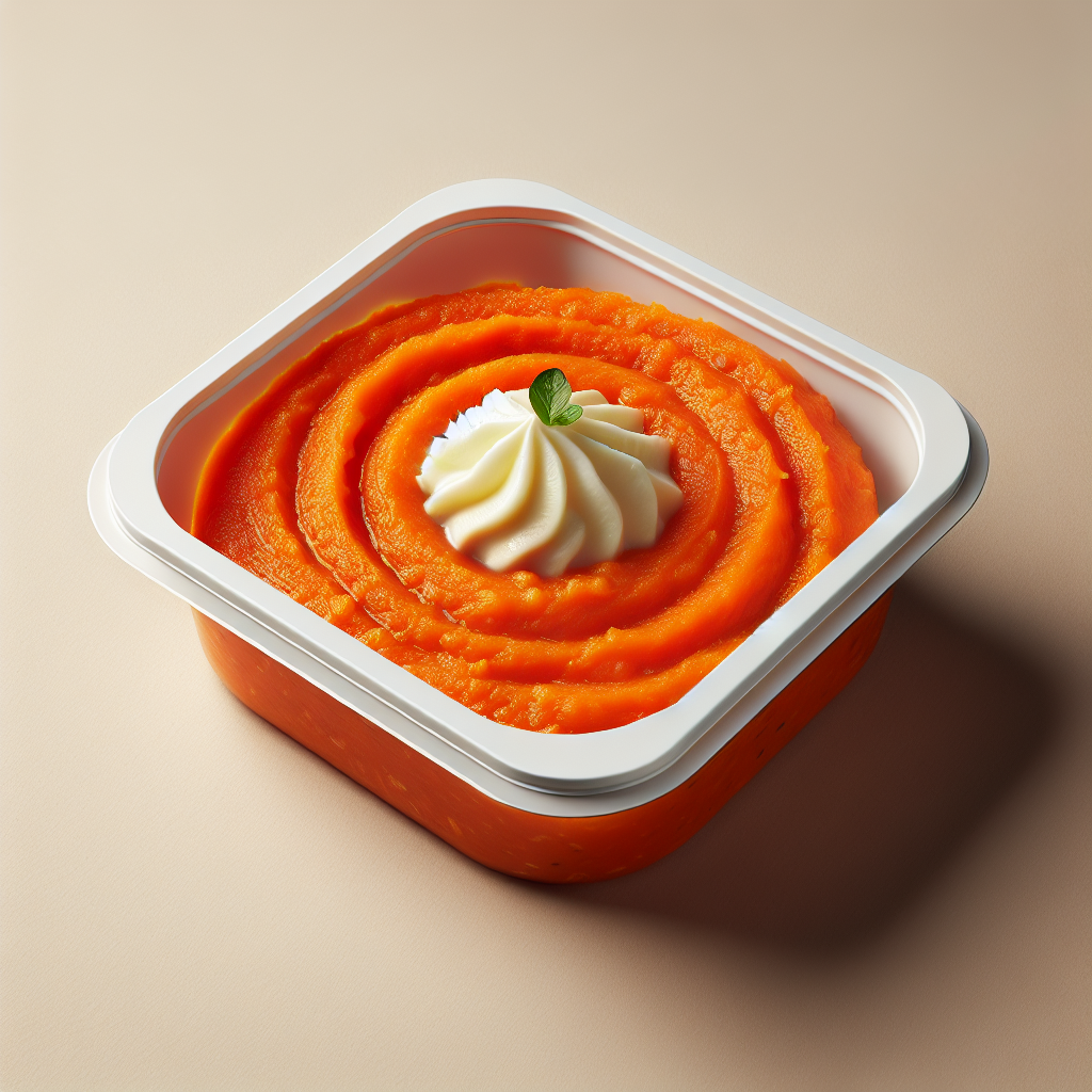 Carotte, purée cuisinée à la crème, préemballée-fruits, légumes, légumineuses et oléagineux, valeurs nutritionnelles
