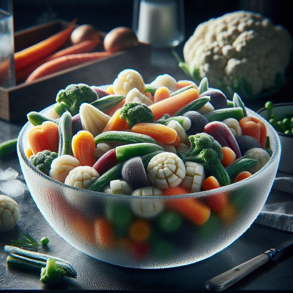 Macédoine de légumes, surgelée, pré-cuite (à recuire)-fruits, légumes, légumineuses et oléagineux, valeurs nutritionnelles