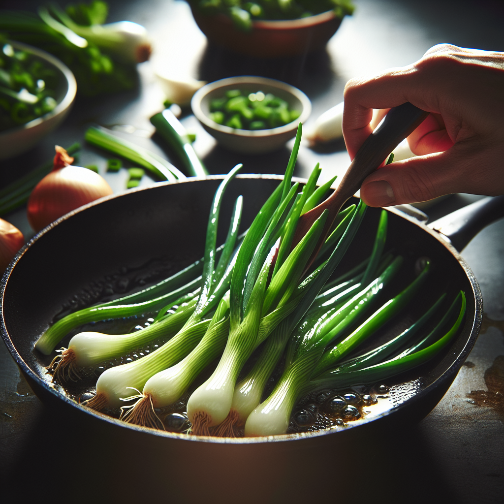 Oignon nouveau ou oignon frais ou cébette, sauté/poêlé sans matière grasse-fruits, légumes, légumineuses et oléagineux, valeurs nutritionnelles