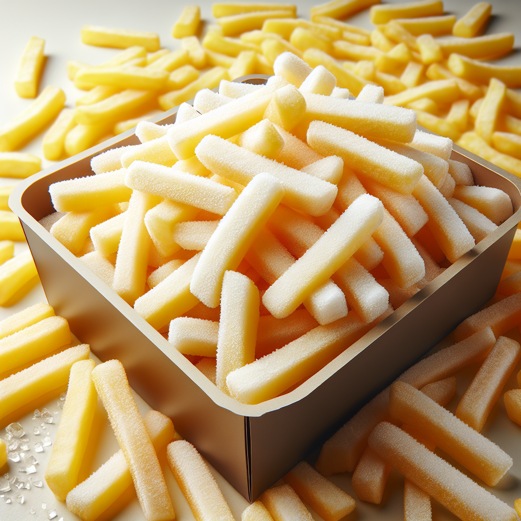 Frites de pommes de terre, surgelées, préfrites, pour cuisson micro-ondes-fruits, légumes, légumineuses et oléagineux, valeurs nutritionnelles