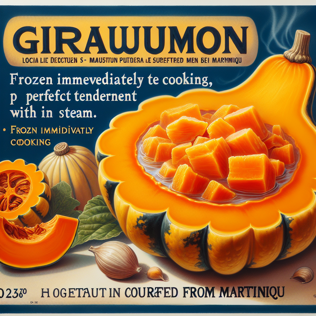 Giraumon (variété locale), pulpe, cuit à la vapeur, surgelé, prélevé à la Martinique-fruits, légumes, légumineuses et oléagineux, valeurs nutritionnelles