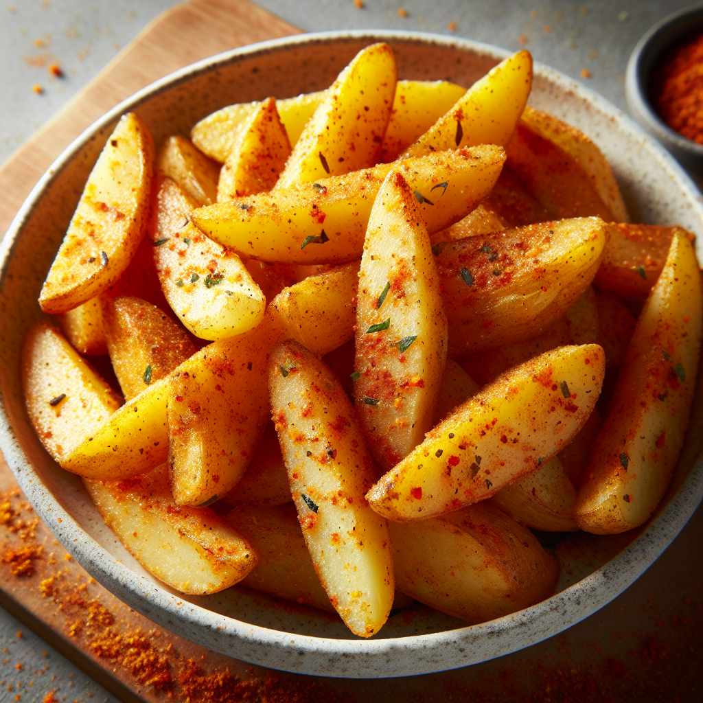 Potatoes ou Wedges ou Quartiers de pommes de terre épicés, surgelées, cuites-fruits, légumes, légumineuses et oléagineux, valeurs nutritionnelles