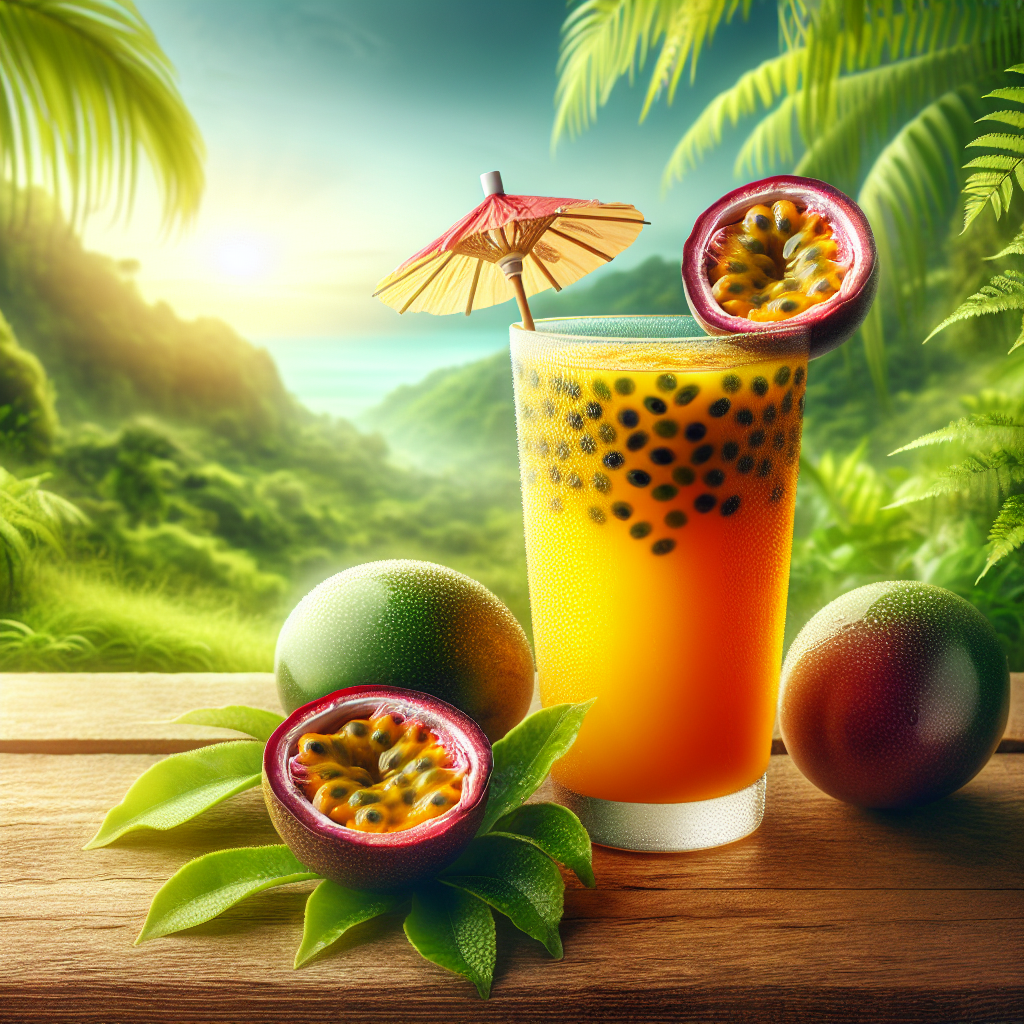 Jus de fruit de la passion ou maracudja, prélevé à la Martinique, pur jus-fruits, légumes, légumineuses et oléagineux, valeurs nutritionnelles