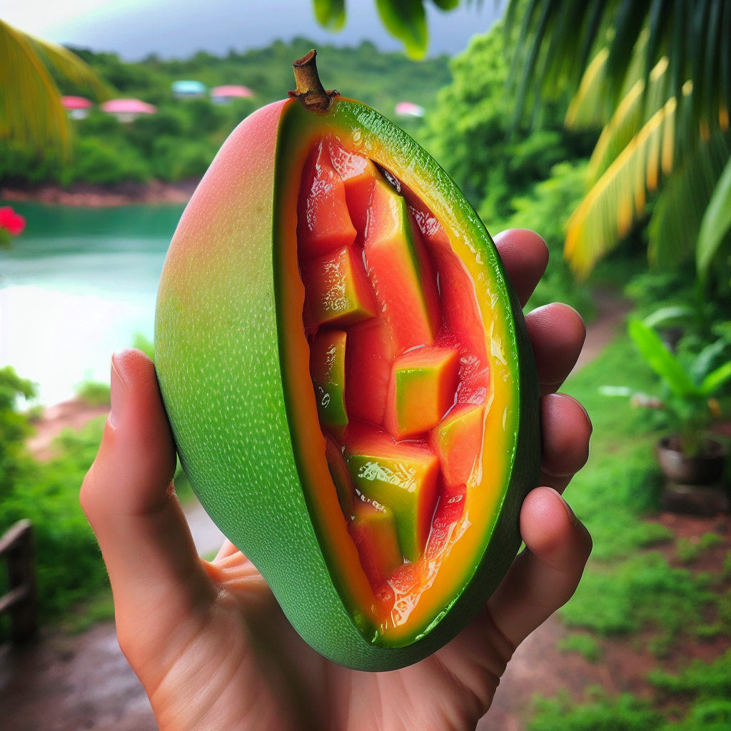 Mangue verte, pulpe, crue, prélevée à la Martinique-fruits, légumes, légumineuses et oléagineux, valeurs nutritionnelles