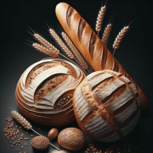 Pain, baguette ou boule, bis (à la farine T80 ou T110) -produits céréaliers, valeurs nutritionnelles