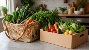 Panier et cagette de légumes frais livrés à domicile